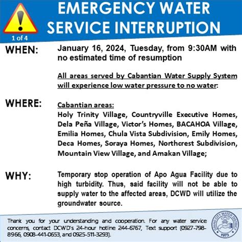 DCWD ADVISORY: EMERGENCY WATER .